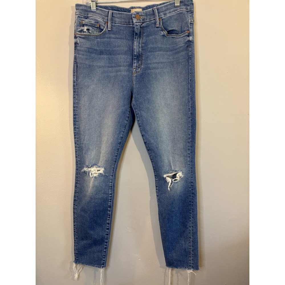 MOTHER Jeans High Waisted Looker Ankle‎ Fray Thrilling Shots 32 Skinny